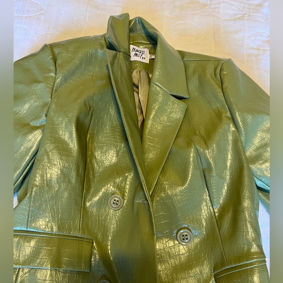 Princess Polly Jackets & Coats Princess Polly Green Leather Jacket